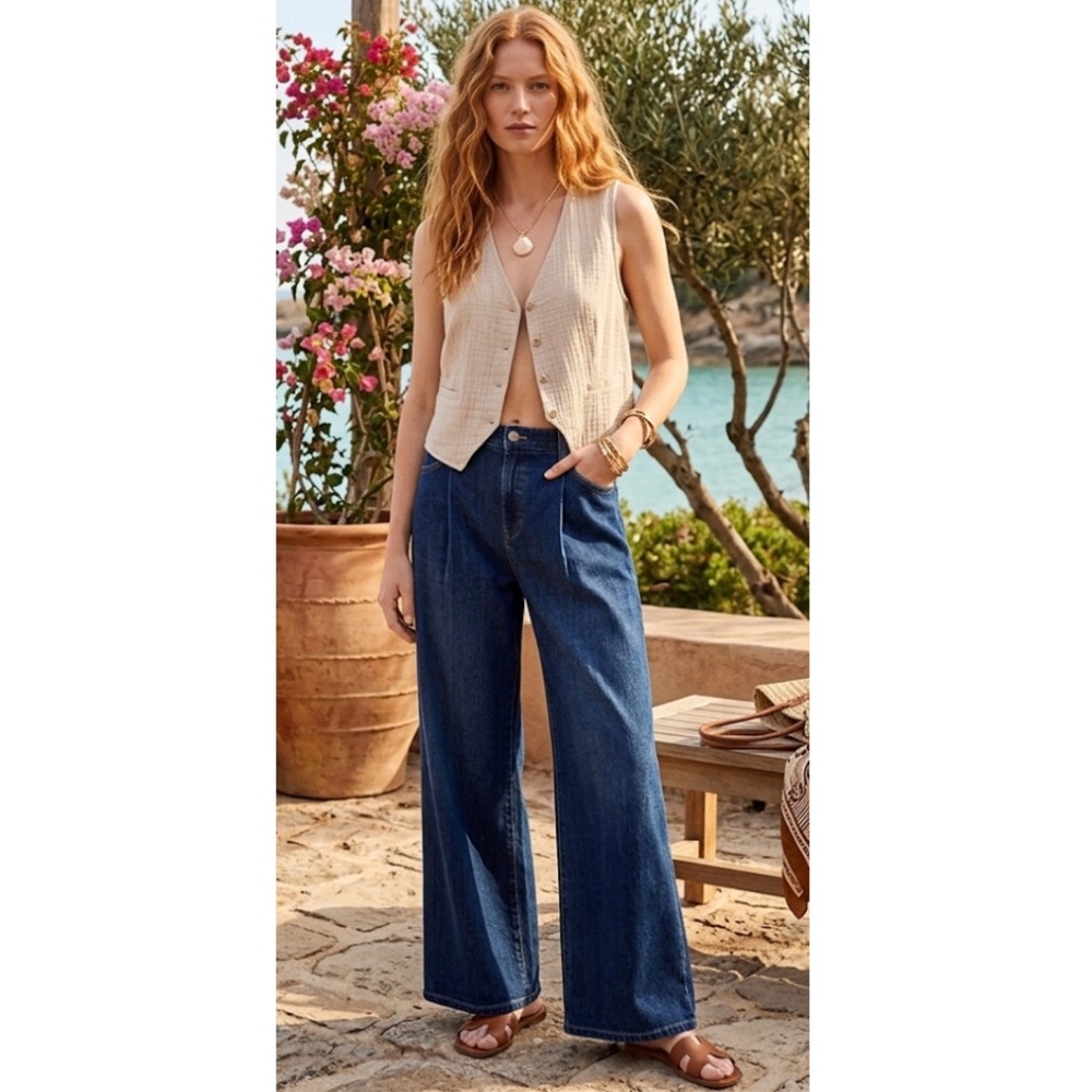 Banana Republic Dark Blue Wide-Leg Jeans